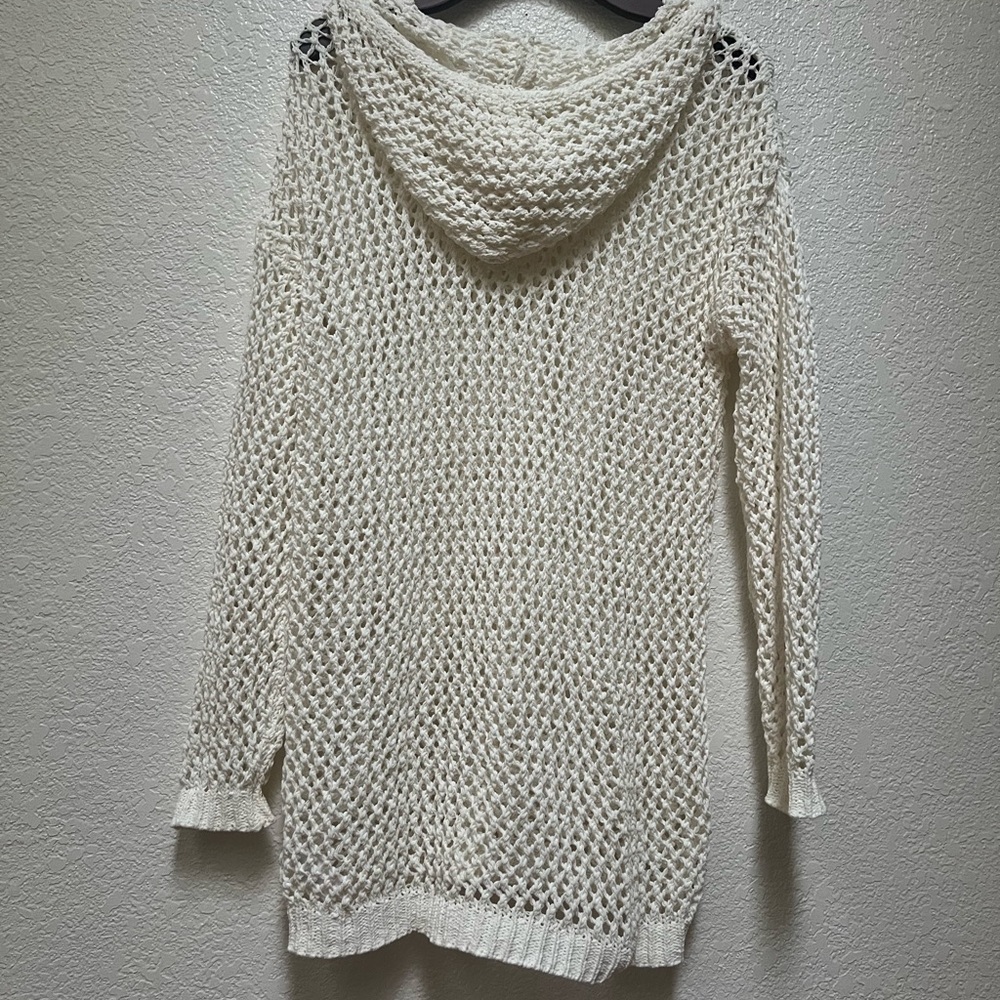 Nicole MillerWhite Knit Swim Coverup Hoodie S - Picture 3 of 3